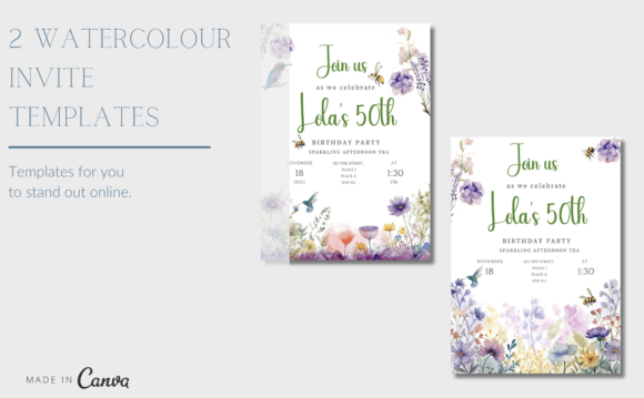 2 Watercolour Canva Editable Templates: Your Design Shortcut