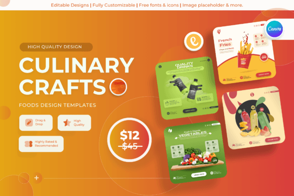Elevate Your Food Brand with Culinary Crafts Canva Templates